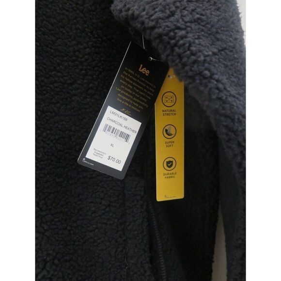 Lee LM31LK159 Men's Sz XL Charcoal Heather Sherpa Fleece 1/4 Snap Pullover $70 - Picture 3 of 7